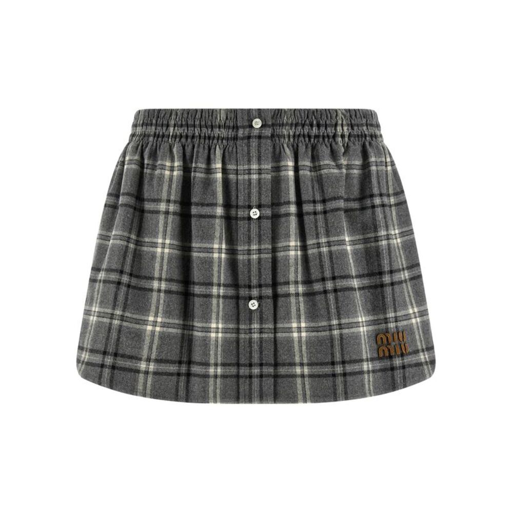 Miu Miu Gray Cotton Long Women's Skirt